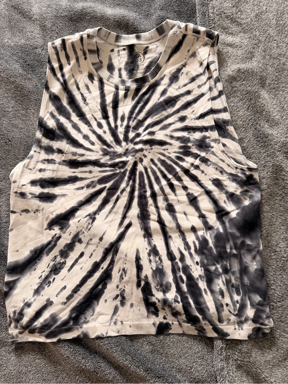 Sage Black & White Tie-Dye Crop Tank